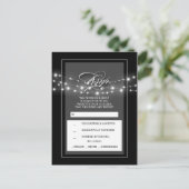 Zwart-wit string lichten bruiloft RSVP Uitnodiging Briefkaart (Staand voorkant)