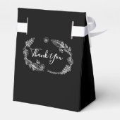 Zwart-wit String Lights Bloemen bruiloft Bedankdoosjes (Achterkant)