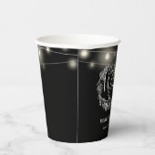 Zwart-wit String Lights Bloemen bruiloft Papieren Bekers (Rechts)