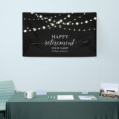 Zwart & Wit String Lights Happy Retirement Party Spandoek (Beurs)