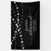 Zwart & Wit String Lights Happy Retirement Party Spandoek (Verticaal)