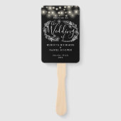 Zwart-wit String Lights Huwelijksprogramma Handwaaier (Voorkant)