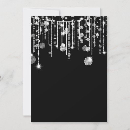 Zwart Wit String Lights Kerst Vakantie Kaart (Achterkant)