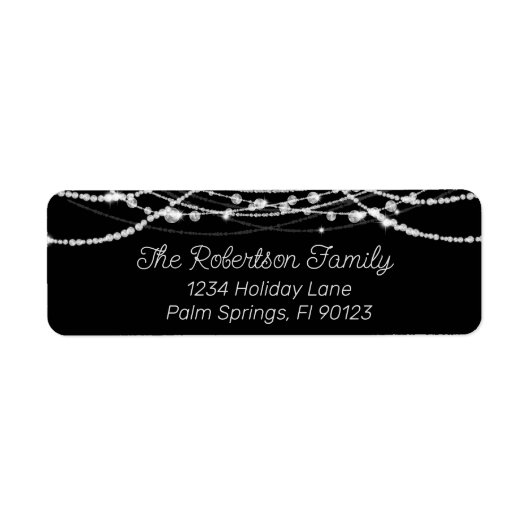 Zwart-wit String Lights Retouradres Etiket (Voorkant)