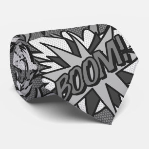 Zwart-wit stripboek Pop Art BOOM Superhero Stropdas