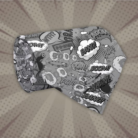 Zwart-wit stripboek Pop Art-superheld Stropdas