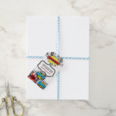 Zwart & Wit Stripboek Superheld Verjaardagsfeest Cadeaulabel (Met Touw)