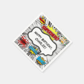 Zwart & Wit Stripboek Superheld Verjaardagsfeest Servet (Hoek)