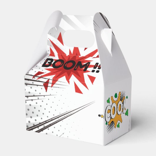 Zwart Wit Stripboek Verjaardagsfeest Bedankdoosjes (Achterkant)