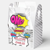 Zwart Wit Stripboek Verjaardagsfeest Bedankdoosjes (Geopend)