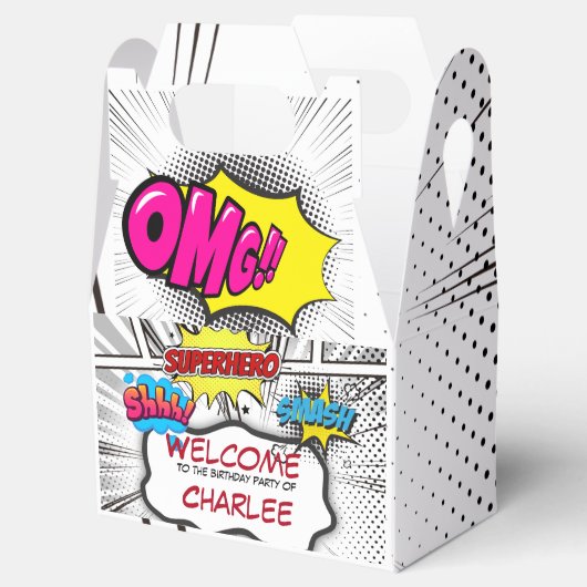 Zwart Wit Stripboek Verjaardagsfeest Bedankdoosjes (Geopend)