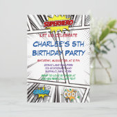 Zwart-wit stripboek Verjaardagsfeest Kaart (Staand voorkant)