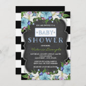 Zwart-wit Stripe Boys Chalk Baby shower Kaart (Voorkant / Achterkant)