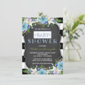 Zwart-wit Stripe Boys Chalk Baby shower Kaart (Staand voorkant)