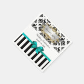 Zwart wit Stripe Damask Blauwgroen lint Servet (Hoek)