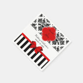 Zwart wit Stripe Damask Red Ribbon Servet (Hoek)