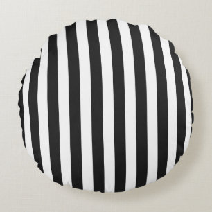 Zwart-wit Stripe Design Round Pillow Rond Kussen
