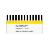 Zwart wit Stripe Gele Naam Monogram Etiket (Voorkant)