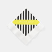 Zwart wit Stripe Gele Naam Monogram Servetten (Hoek)