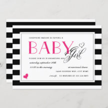 Zwart-wit Stripe Hot-roze Baby shower