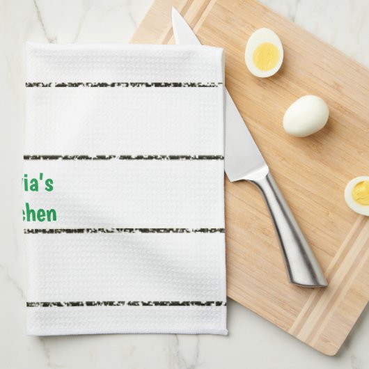 Zwart wit Stripe keukenhanddoek (Quarter Fold)