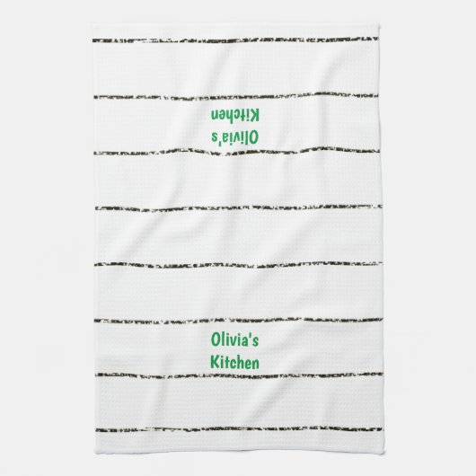 Zwart wit Stripe keukenhanddoek (Verticaal)