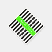 Zwart wit Stripe Limoen Ribbon Naam Monogram Servetten (Hoek)