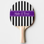 Zwart wit Stripe Paarse Ribbon Naam Monogram Tafeltennisbatje (Achterkant)