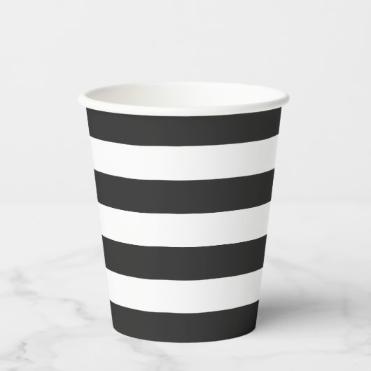 Zwart-wit Stripe Papieren cup Bekers (Voorkant)