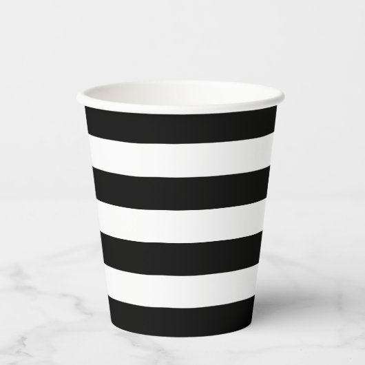 Zwart-wit Stripe Papieren cup Papieren Bekers (Voorkant)