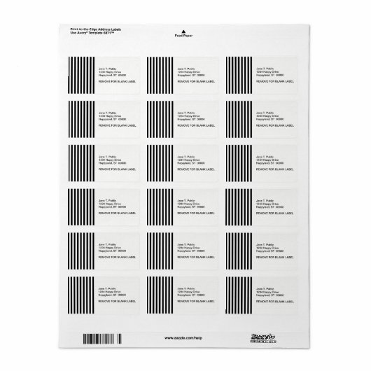 Zwart-wit Stripe Patroon Etiket (Full Sheet)