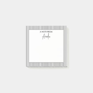 Zwart-wit Stripe Patroon Gepersonaliseerde Naam Post-it® Notes