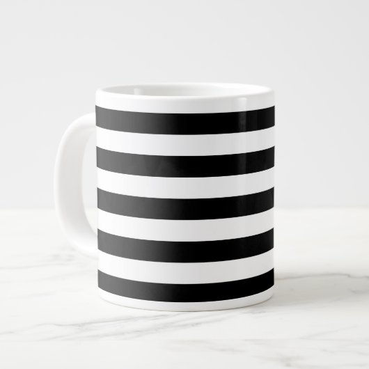 Zwart-wit Stripe Patroon Grote Koffiekop (Links)