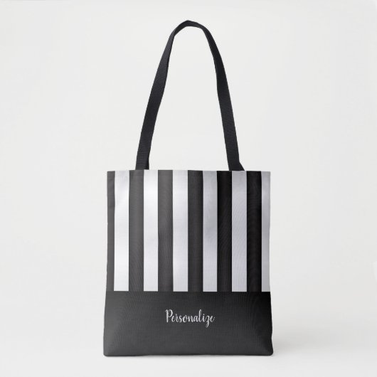 Zwart-wit Stripe Patroon Tote Bag (Voorkant)