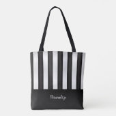 Zwart-wit Stripe Patroon Tote Bag (Achterkant)