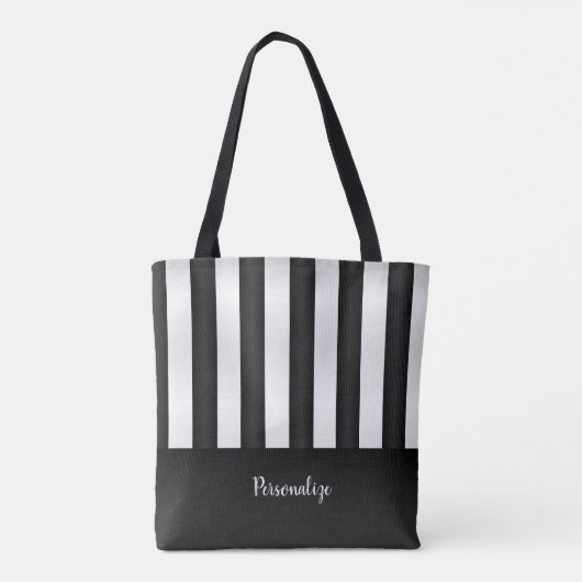 Zwart-wit Stripe Patroon Tote Bag (Achterkant)