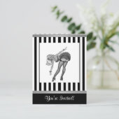 Zwart-wit Stripe pop-upmeisje 19 Kaart (Staand voorkant)