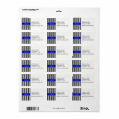 Zwart wit Stripe Royal Blue Ribbon Name Monogram Etiket (Full Sheet)