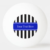 Zwart wit Stripe Royal Blue Ribbon Name Monogram Pingpongbal (Achterkant)