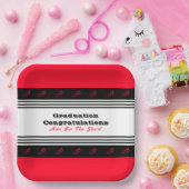 Zwart-wit Stripe Square Papieren Bordje (Feest)