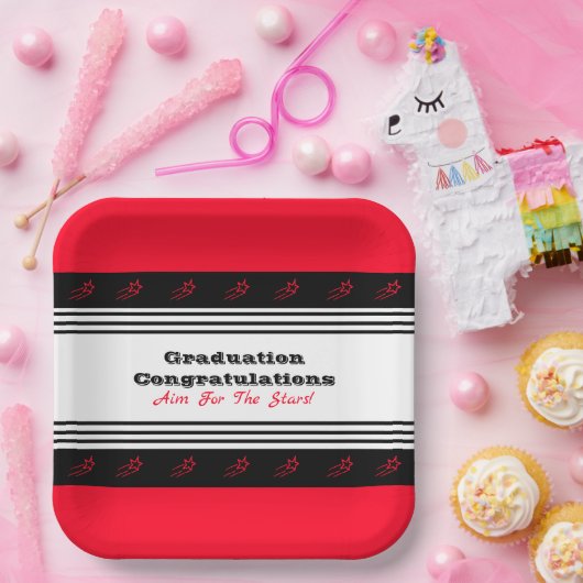 Zwart-wit Stripe Square Papieren Bordje (Feest)