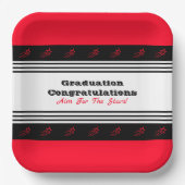 Zwart-wit Stripe Square Papieren Bordje (Voorkant)