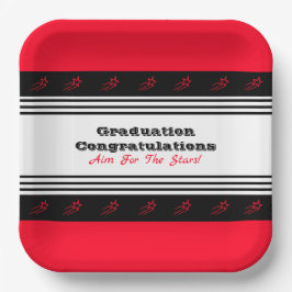 Zwart-wit Stripe Square Papieren Bordje