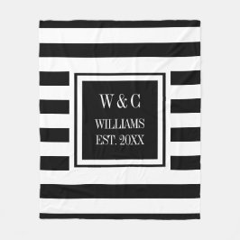 Zwart wit Stripe stijlvol monogram Fleece Deken