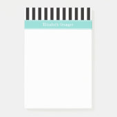 Zwart wit Stripe Turquoise Ribbon Naam Monogram Post-it® Notes (Voorkant)