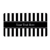 Zwart wit Stripe Zwarte Naam Monogram Etiket (Voorkant)