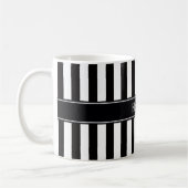 Zwart wit Stripe Zwarte Naam Monogram Koffiemok (Links)