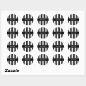 Zwart wit Stripe Zwarte Naam Monogram Ronde Sticker (Vel)