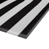 Zwart wit Stripe Zwarte Naam Monogram Snijplank (Hoek)