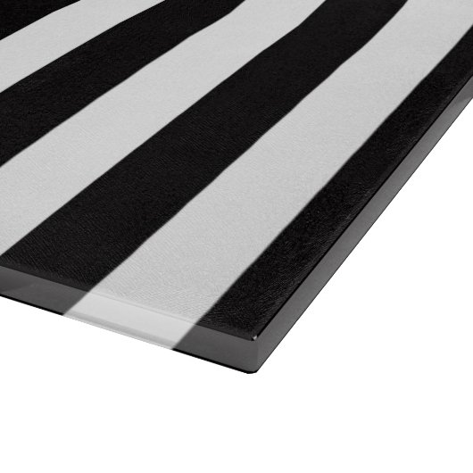 Zwart wit Stripe Zwarte Naam Monogram Snijplank (Hoek)